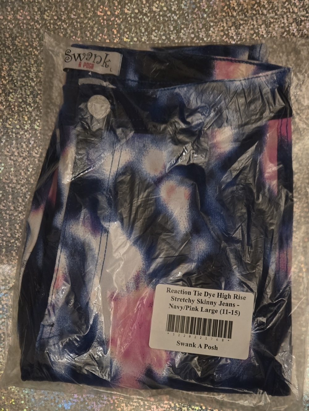 Swank A Posh Navy/Pink High-Rise Stretch Skinny Jeans